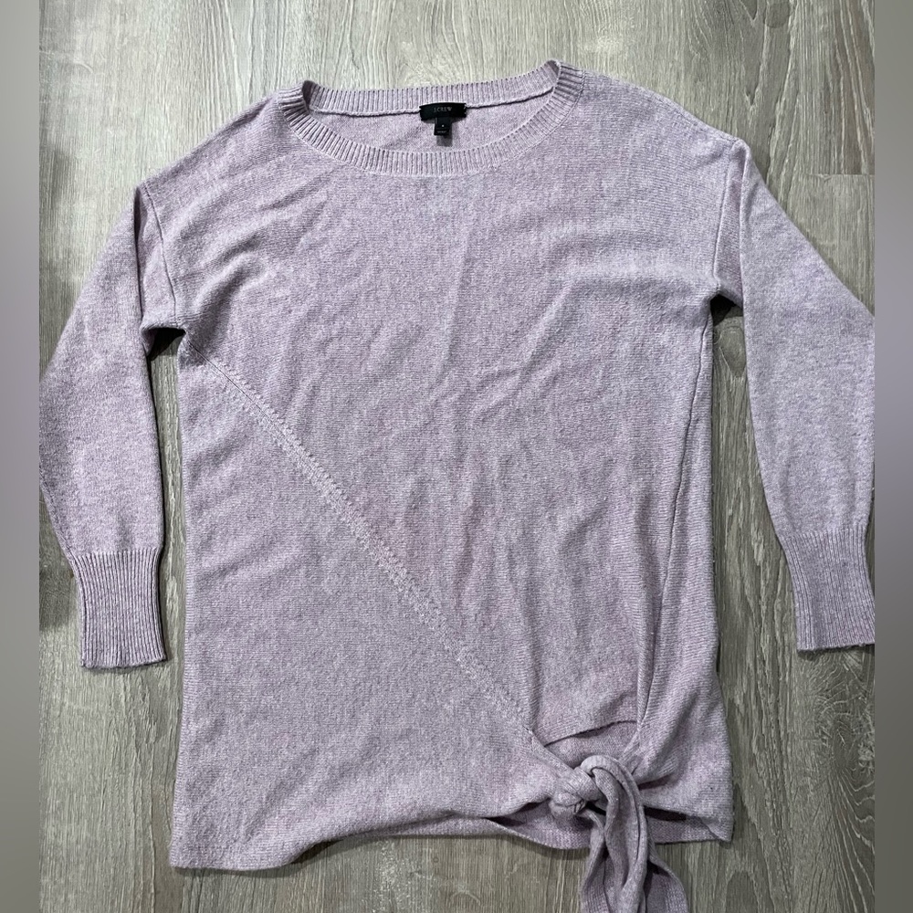 J.Crew Tie Waist Boatneck Sweater Heather Orchid Lavender - Size S - H1462